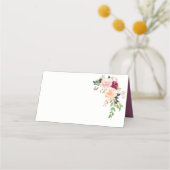 Bourgondië Blush Mauve Bloemen Boeket Place Cards Plaatskaartje (Achterkant)