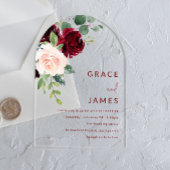 Bourgondië & Blush Modern Wedding Arch Acryl Uitnodigingen