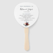 Bourgondië Blush Navy Bloemen Huwelijk Programma Handwaaier (Voorkant)