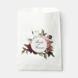 Bourgondië & Blush Pioenroos Boeket Favor Zakje