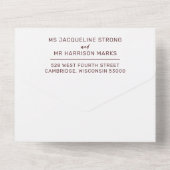 Bourgondië & Blush Romantisch Bloemen Bruiloft All In One Uitnodiging (Achterkant)