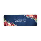 Bourgondië Blush Roos Bloemen Navy Chalkboard Adre Etiket (Voorkant)