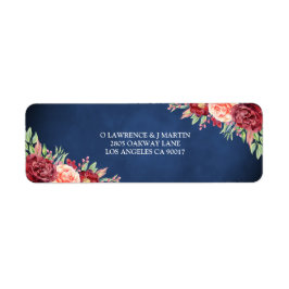 Bourgondië Blush Roos Bloemen Navy Chalkboard Adre Etiket