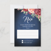 Bourgondië Blush Roos Bloemen Navy Chalkboard brui RSVP Kaartje (Voorkant)