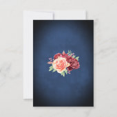 Bourgondië Blush Roos Bloemen Navy Chalkboard brui RSVP Kaartje (Achterkant)