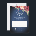 Bourgondië Blush Roos Bloemen Navy Chalkboard brui RSVP Kaartje<br><div class="desc">Deze antwoordkaarten zijn voorzien van waterverf bordeaux en blush rozen met een marineblauw krijtbord achtergrond. Overeenkomende objecten zijn beschikbaar. Bezoek de collectie pagina's in onze winkel om de volledige bruidssuite te zien.</div>