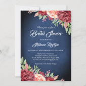 Bourgondië Blush Roos Bloemen Navy Vrijgezellenfee Kaart (Voorkant)