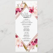 Bourgondië Blush Roos Gold huwelijksceremonie prog Programmakaart (Achterkant)