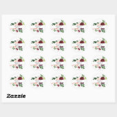 Bourgondië & Blush Roze 4 Bloemen Dank u 2 Ronde Sticker (Vel)