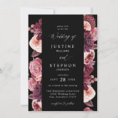 Bourgondië & Blush Roze 8B Bruiloft 2 - Zwart Kaart (Voorkant)