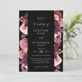 Bourgondië & Blush Roze 8B Bruiloft 2 - Zwart Kaart (Staand voorkant)