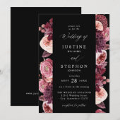 Bourgondië & Blush Roze 8B Bruiloft 2 - Zwart Kaart (Voorkant / Achterkant)