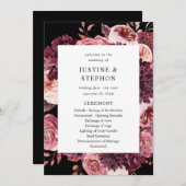 Bourgondië & Blush Roze 8B Huwelijksceremonie Prog Kaart (Voorkant / Achterkant)