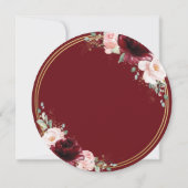 Bourgondië Blush Roze Bloem Gouden Cirkel Trouwfee Kaart (Achterkant)