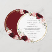 Bourgondië Blush Roze Bloem Gouden Cirkel Trouwfee Kaart (Voorkant / Achterkant)