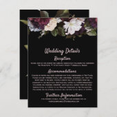 Bourgondië Blush Roze Bloemen Bruiloft Behuizing K Informatiekaartje (Voorkant / Achterkant)