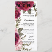  Bourgondië Blush Roze Bloemen Bruiloft Menu (Voorkant)