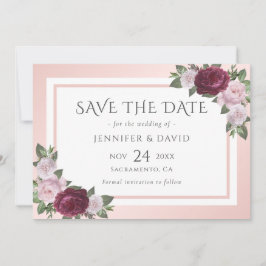 Bourgondië Blush Roze Bloemen Bruiloft Save The Da Date