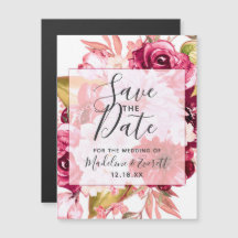 Bourgondië & Blush Roze Bloemen Bruiloft Save the