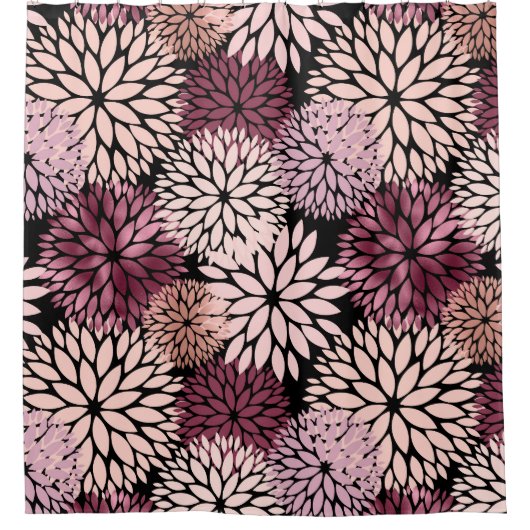 Bourgondië Blush roze bloemen Douchegordijn (Voorkant)