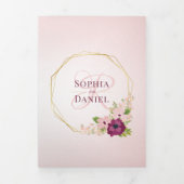 Bourgondië & Blush Roze Bloemen Geometrische bruil Drieluik Uitnodiging (Cover)