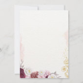 Bourgondië Blush Roze Bloemen Gouden Rand Bruiloft Kaart (Achterkant)