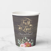 Bourgondië Blush Roze Bloemen Herfst In Liefde Rus Papieren Bekers (Achterkant)