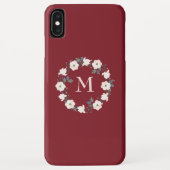 Bourgondië Blush Roze Bloemen Krans Monogram Case-Mate iPhone Case (Achterkant)