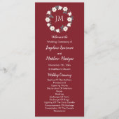 Bourgondië Blush Roze Bloemen Krans Monogram Programmakaart (Voorkant)