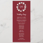 Bourgondië Blush Roze Bloemen Krans Monogram Programmakaart (Achterkant)