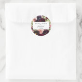 Bourgondië & Blush Roze Bloemen & Naam Ronde Sticker (Tas)