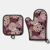 Bourgondië Blush roze bloemen Ovenwant & Pannenlap Set
