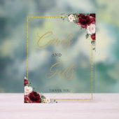 Bourgondië Blush Roze Bloemen Rozen Kaarten en ges Acryl Bord (Neutraal)