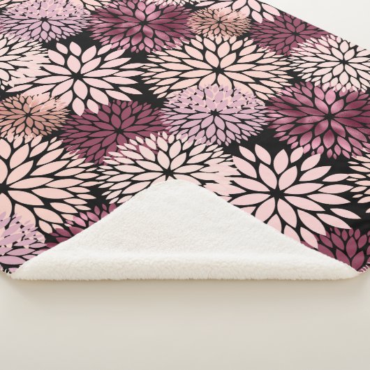 Bourgondië Blush roze bloemen Sherpa Deken (3/4)