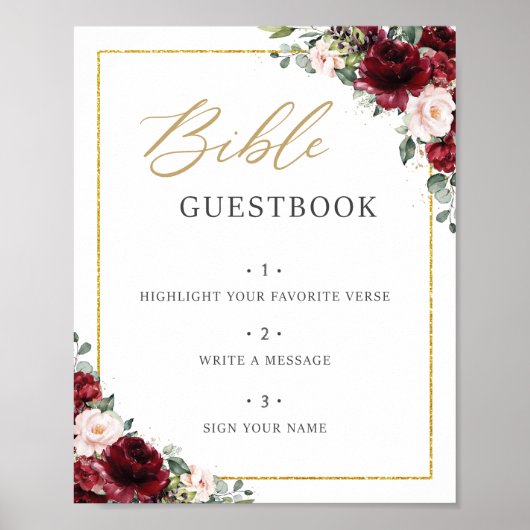 Bourgondië Blush Roze Bloemstuk Bijbel Guestbook B Poster (Voorkant)
