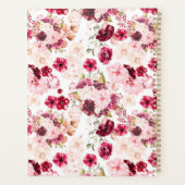 Bourgondië & Blush Roze Chique Bloemen Huwelijkspl Planner (Achterkant)