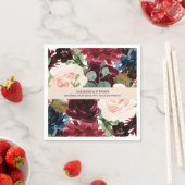 Bourgondië, Blush Roze en Navy Bloemen bruiloft Servet (Insitu)