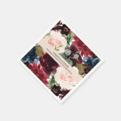 Bourgondië, Blush Roze en Navy Bloemen bruiloft Servet (Hoek)