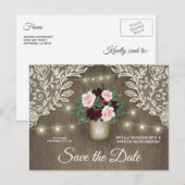 Bourgondië Blush Roze Goud Bruiloft Save the Date Aankondigingskaart (Voorkant / Achterkant)