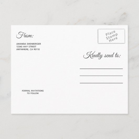 Bourgondië Blush Roze Goud Bruiloft Save the Date Aankondigingskaart (Achterkant)