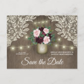 Bourgondië Blush Roze Goud Bruiloft Save the Date Aankondigingskaart (Voorkant)