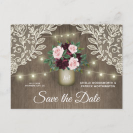 Bourgondië Blush Roze Goud Bruiloft Save the Date Aankondigingskaart