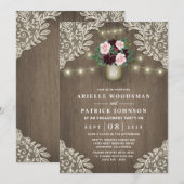 Bourgondië Blush Roze Goud Rustieke Verlovingsfees Kaart (Voorkant / Achterkant)