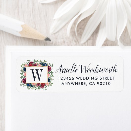 Bourgondië Blush Roze Marine Blauw Marsala Goud Br Etiket (Insitu)