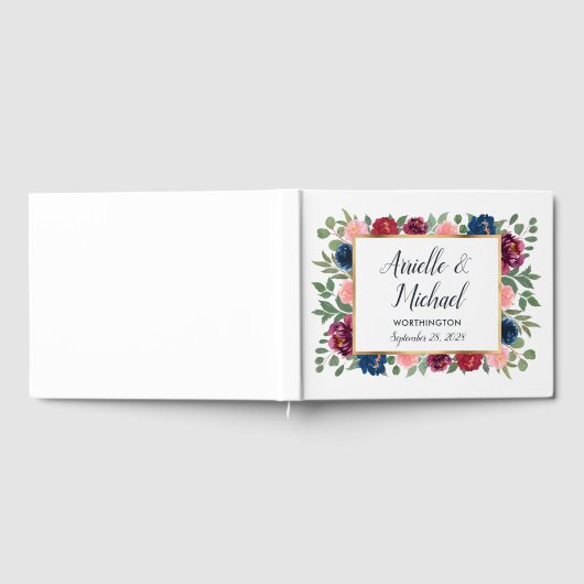 Bourgondië Blush Roze Marine Blauw Marsala Goud Br Gastenboek (Volledig)