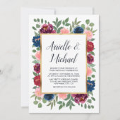 Bourgondië Blush Roze Marine Blauw Marsala Goud Br Kaart (Voorkant)