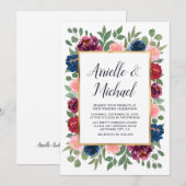 Bourgondië Blush Roze Marine Blauw Marsala Goud Br Kaart (Voorkant / Achterkant)