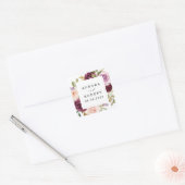 Bourgondië Blush Roze Peach Goud Bruiloft Favor Vierkante Sticker (Envelop)