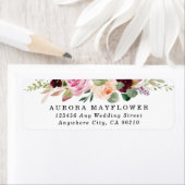 Bourgondië Blush Roze Perzik Goud Bruiloft Adres Etiket (Insitu)