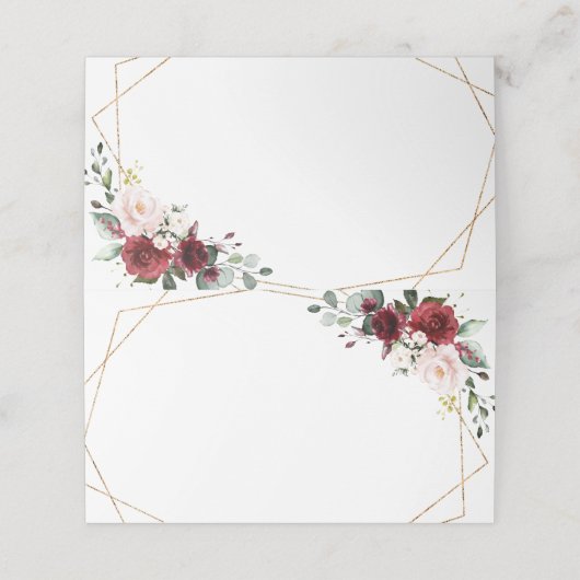 Bourgondië Blush Roze Rose Boho Geometrische bruil Plaatskaartje (Buitenkant ongevouwen)